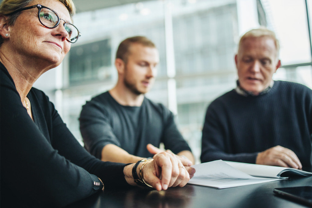 Revisorer i ett möte.